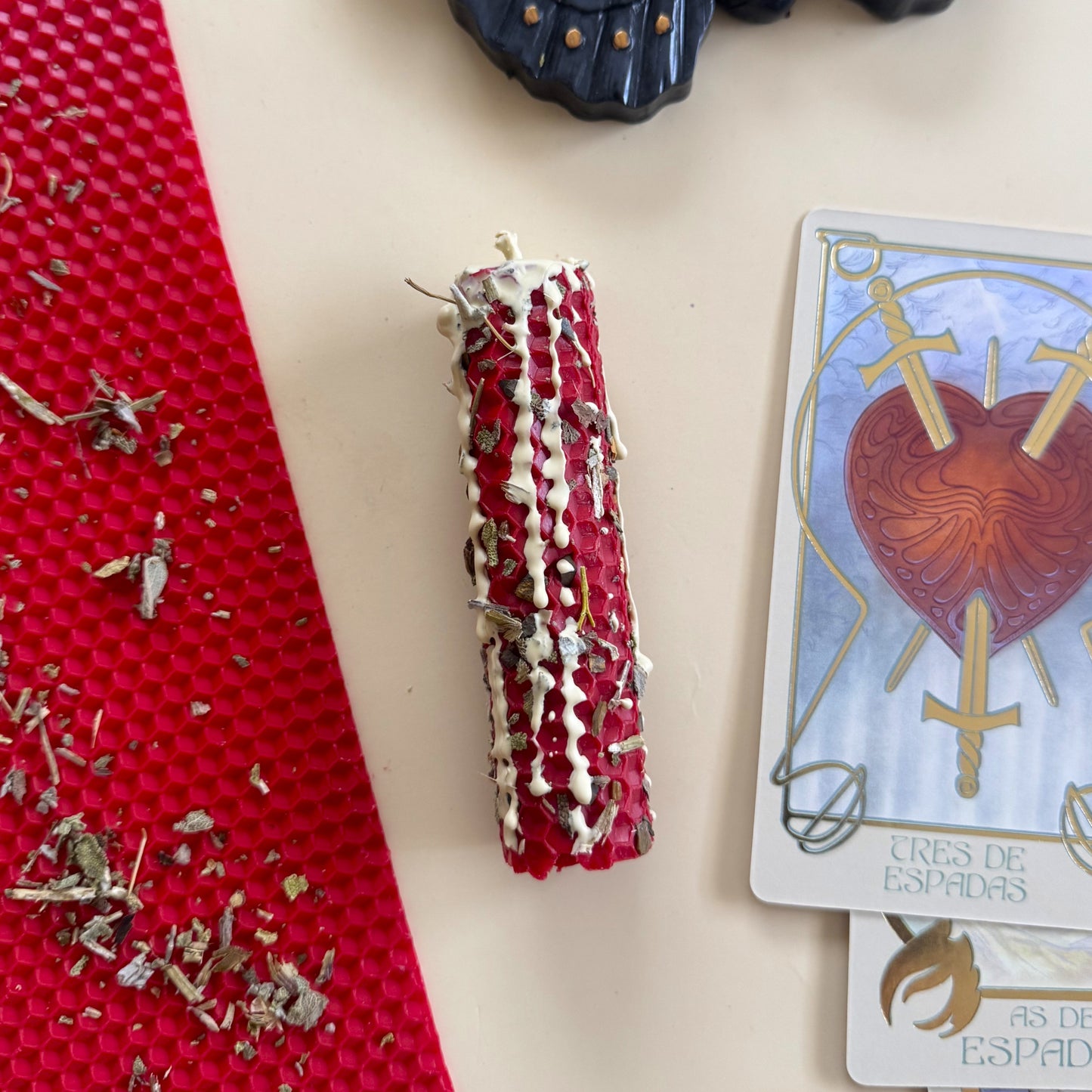 Vela de Miel Ritual Roja - Ojo de Tigre