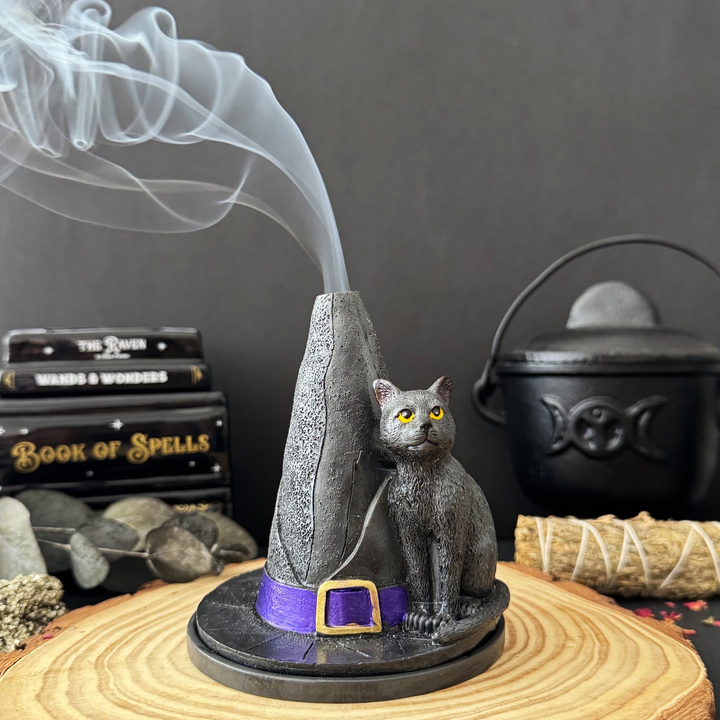 Porta Incienso Cono Sombrero Bruja y Gato