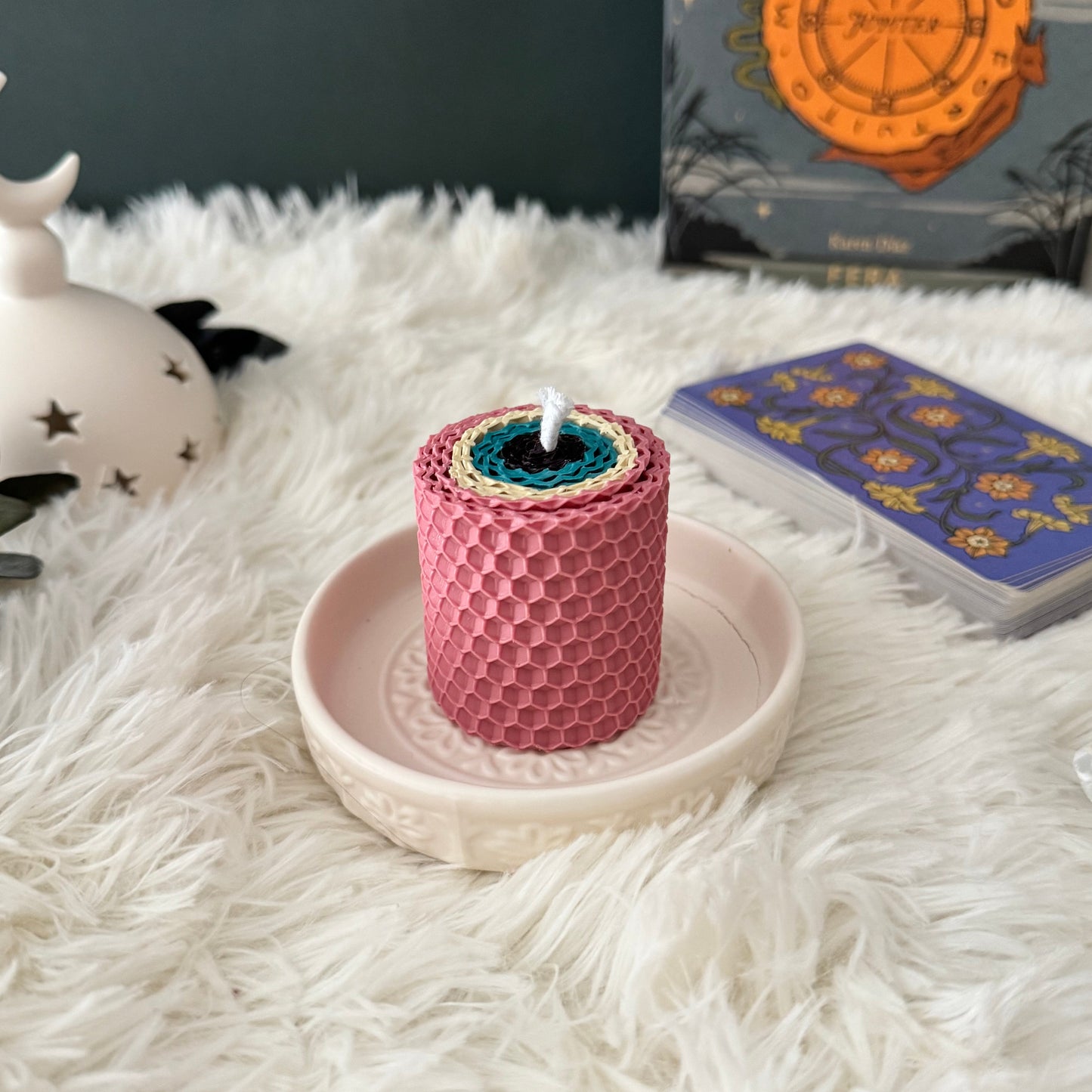 Vela de Miel Ojo Turco Rosa - Amor y Tranquilidad