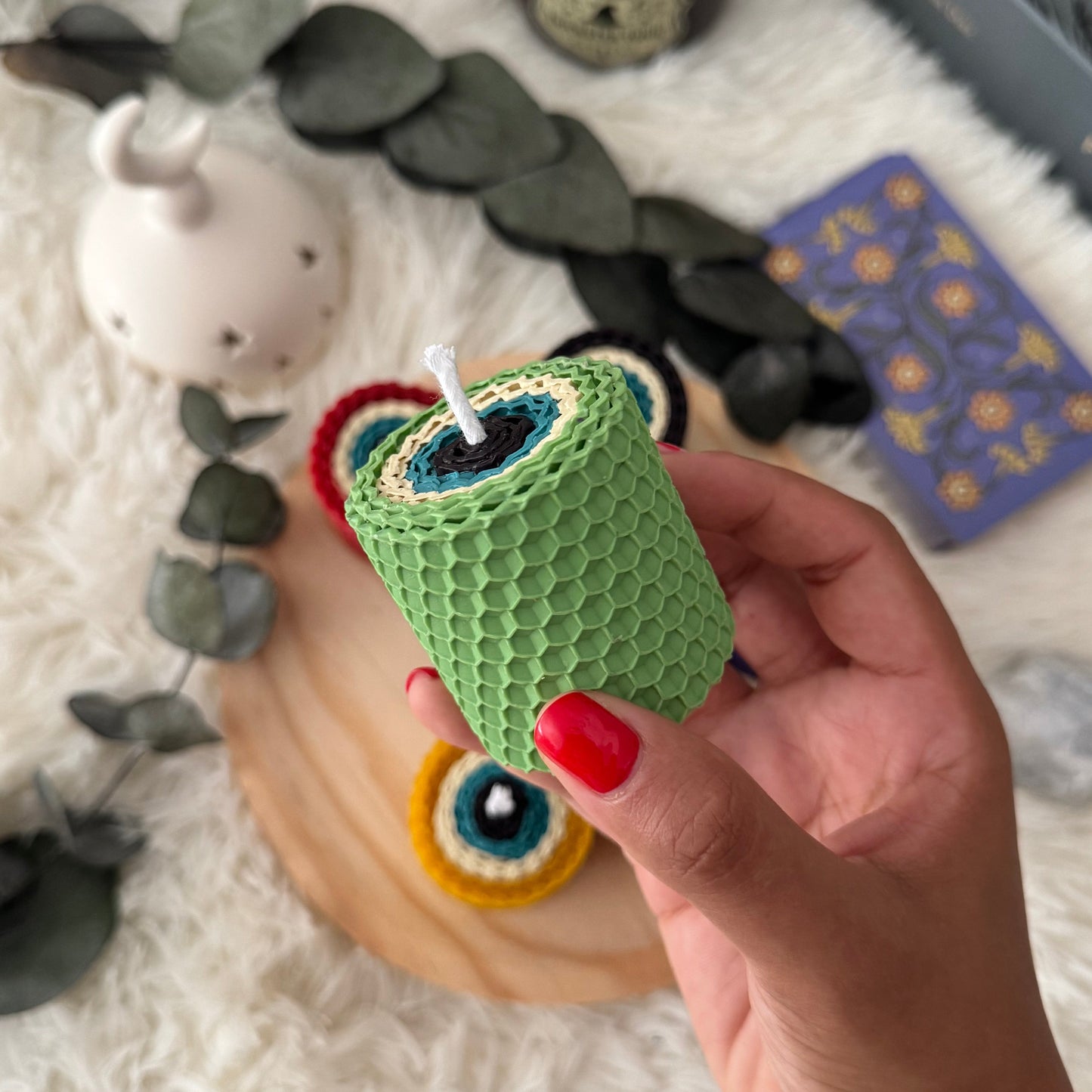 Vela de Miel Ojo Turco Verde - Esperanza y Éxito