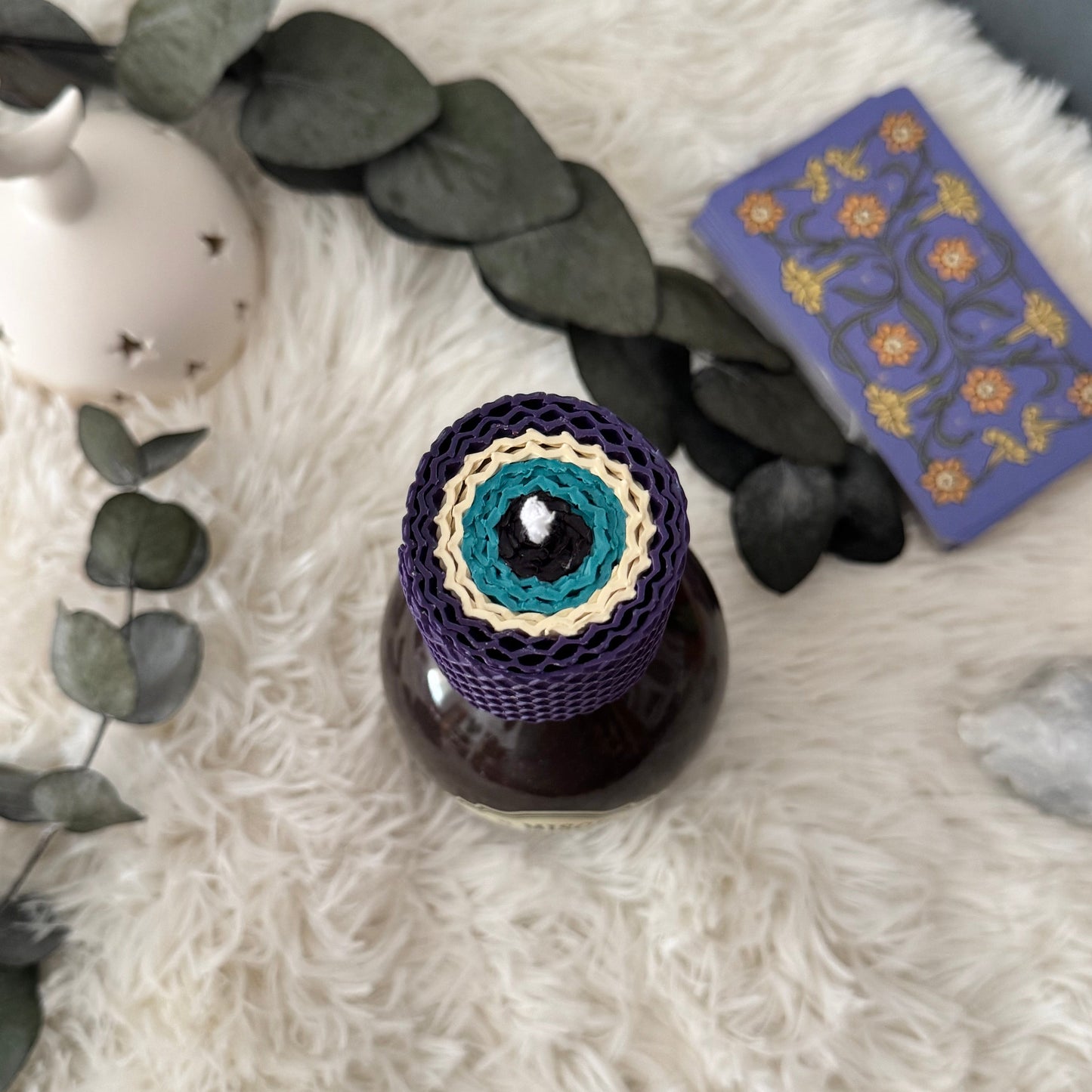 Vela de Miel Ojo Turco Púrpura - Sabiduría y Quita Obstáculos