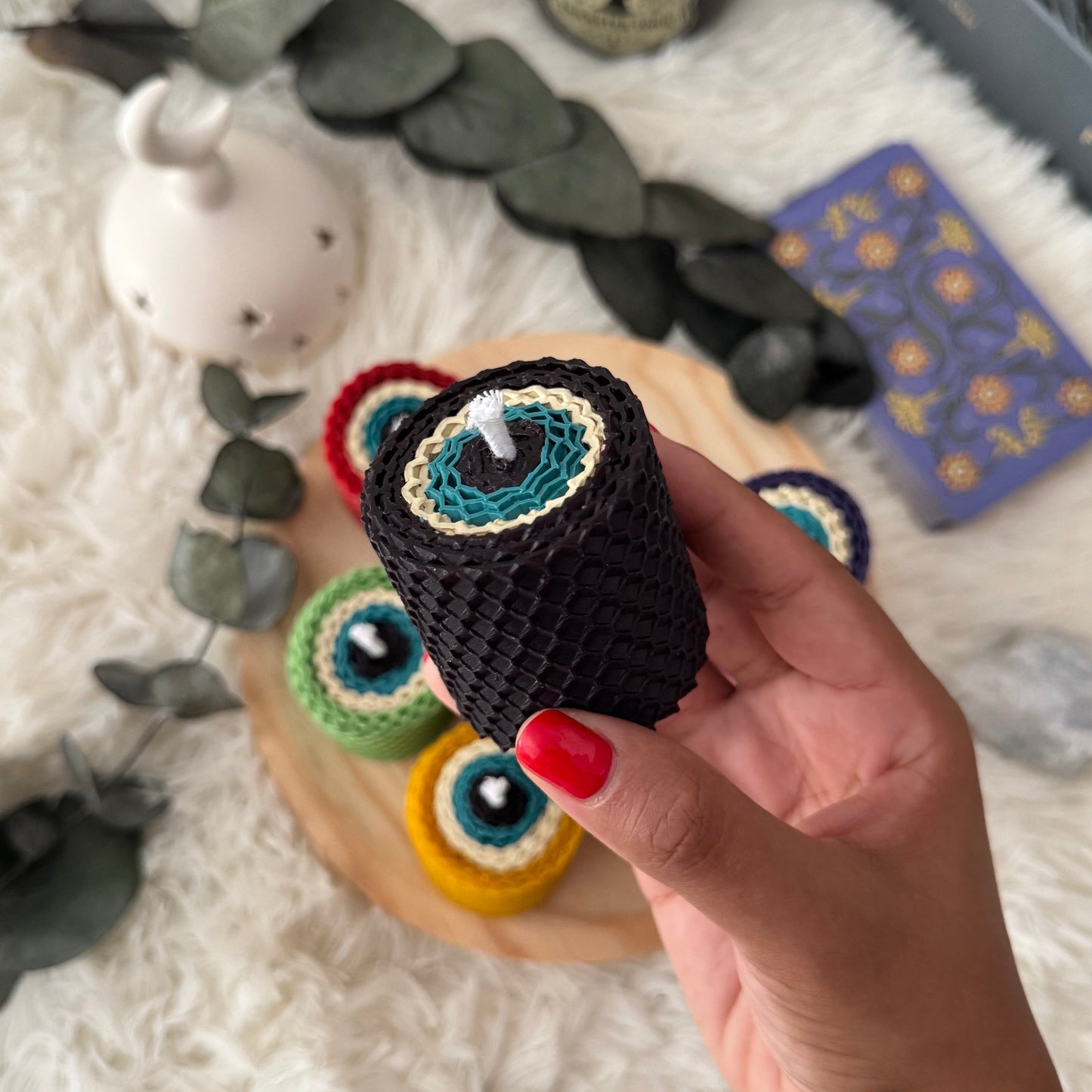 Vela de Miel Ojo Turco Negro - Poder y Prosperidad
