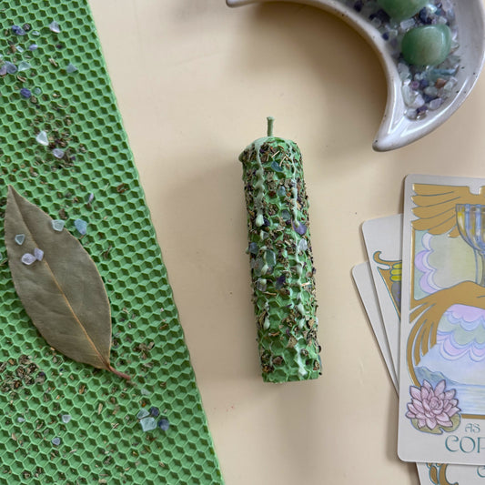 Vela de Miel Ritual Verde - Fluorita