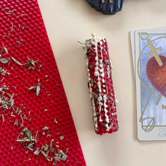Vela de Miel Ritual Roja - Ojo de Tigre