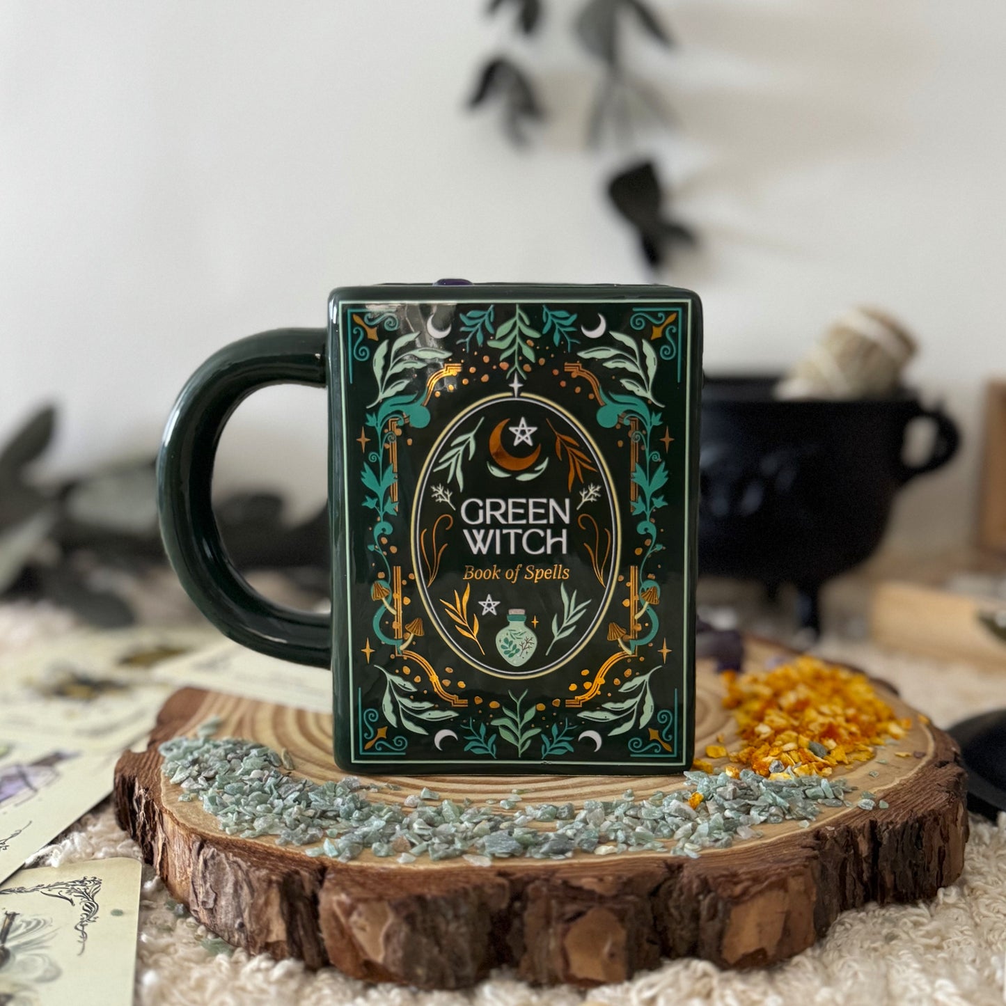 Vela en Taza Bruja Verde