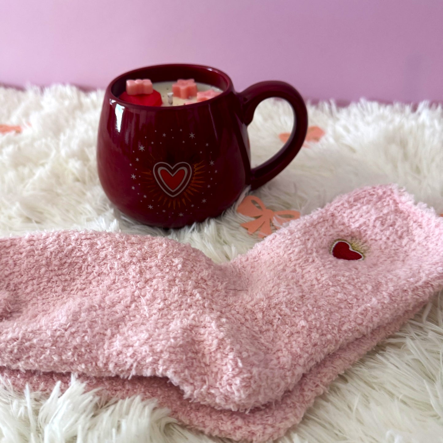 Vela en Taza Corazón + Calcetines